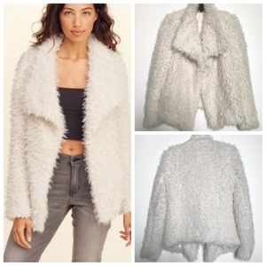 Hollister Faux Fur Collar Open Front Jacket Coat